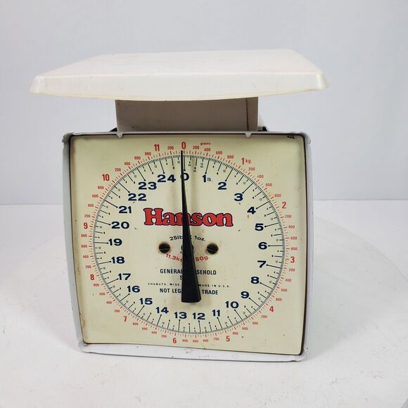 Vintage Hanson Household Utility Scale Classic White Black 25 Pound USA - Picture 4 of 7